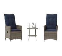 vidaXL Set da Bistrot 3 pz con Cuscini Grigio in Polyrattan