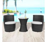vidaXL Set da Bistrot 3 pz con Cuscini in Polyrattan Nero