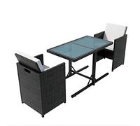 vidaXL Set da Bistrot 3 pz con Cuscini in Polyrattan Nero Arredi Esterni