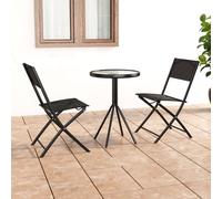 vidaXL Set da Bistrot 3 pz in Acciaio Nero