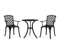 vidaXL Set da Bistrot 3 pz in Alluminio Pressofuso Nero