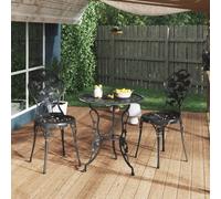 vidaXL Set da Bistrot 3 pz in Alluminio Pressofuso Nero
