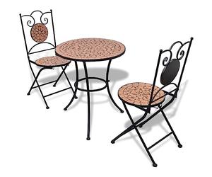 vidaXL Set da Bistrot 3 pz in Piastrelle di Ceramica Terracotta