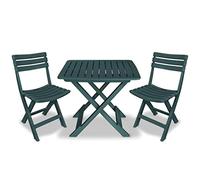 vidaXL Set da Bistrot 3 pz Pieghevole Tavolo e Sedie da Esterni Arredi Arredamento Mobili da Giardino Set Robusto Moderno Leggero in Plastica Verde