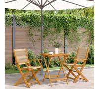 vidaXL Set da Bistrot 3pz Beige in Polipropilene e Legno Massello