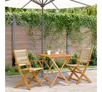 vidaXL Set da Bistrot 3pz Beige in Polipropilene e Legno Massello, set da bistrot, set mobili da giardino, set mobili da bistrò, set mobili da balcone