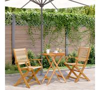 vidaXL Set da Bistrot 3pz Beige in Polipropilene e Legno Massello, set da bistrot, set mobili da giardino, set mobili da bistrò, set mobili da balcone