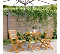 Set da Bistrot 3pz Beige in Polipropilene e Legno Massello