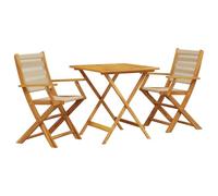 vidaXL Set da Bistrot 3pz Beige in Polipropilene e Legno Massello, set da bistrot, set mobili da giardino, set mobili da bistrò, set mobili da balcone