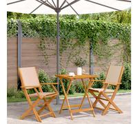vidaXL Set da Bistrot 3pz Beige in Tessuto e Legno Massello