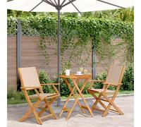 vidaXL Set da Bistrot 3pz Beige in Tessuto e Legno Massello