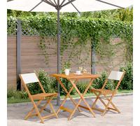 vidaXL Set da Bistrot 3pz Bianco Crema in Tessuto e Legno Massello