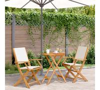 vidaXL Set da Bistrot 3pz Bianco Crema in Tessuto e Legno Massello