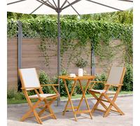 vidaXL Set da Bistrot 3pz Bianco Crema in Tessuto e Legno Massello