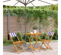 SET TAVOLO E SEDIE VIDAXL da Bistrot 3 pz Blu e Bianco in Tessuto e Legno Massello - 3281849