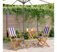 vidaXL Set da Bistrot 3pz Blu e Bianco in Tessuto e Legno Massello