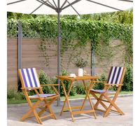 vidaXL Set da Bistrot 3pz Blu e Bianco in Tessuto e Legno Massello