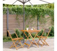 vidaXL Set da Bistrot 3pz Grigio in Polipropilene e Legno Massello