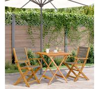 vidaXL Set da Bistrot 3pz Grigio in Polipropilene e Legno Massello