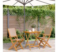 vidaXL Set da Bistrot 3pz Tortora in Tessuto e Legno Massello