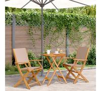 vidaXL Set da Bistrot 3pz Tortora in Tessuto e Legno Massello