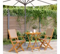 vidaXL Set da Bistrot 3pz Tortora in Tessuto e Legno Massello