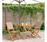 vidaXL Set da Bistrot 3pz Tortora in Tessuto e Legno Massello