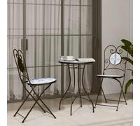 vidaXL Set da Bistrot con Mosaico Blu e Bianco in Ferro e Ceramica