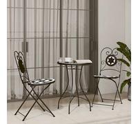 vidaXL Set da Bistrot con Mosaico Nero e Bianco in Ferro e Ceramica