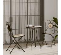 vidaXL Set da Bistrot con Mosaico Terracotta e Bianco Ferro e Ceramica