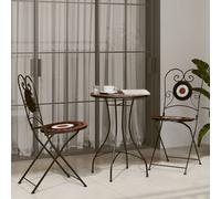 vidaXL Set da Bistrot con Mosaico Terracotta e Bianco Ferro e Ceramica