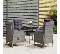 vidaXL Set da Bistrot per Giardino 5 pz in Polyrattan Grigio