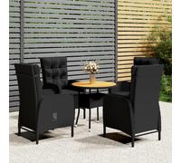 vidaXL Set da Bistrot per Giardino 5 pz in Polyrattan Nero