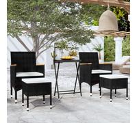 Set da Bistrot per Giardino 5pz Polyrattan Vetro Temperato Nero