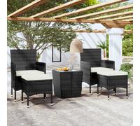 vidaXL Set da Bistrot per Giardino 5pz Polyrattan Vetro Temperato Nero