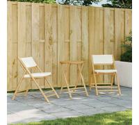 vidaXL Set da Bistrot Pieghevole 3 pz Cuscini Bianco Crema in Bambù