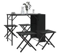 vidaXL Set da Campeggio da Giardino Pieghevole 5 pz Nero in Polyrattan