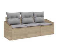 vidaXL Set da Divano da Giardino 3 Pezzi con Cuscini Beige in Rattan Sintetico. Arredamento Outdoor alla Moda per i Tuoi patii. Ha Un Design Confortevole e Resistente, ed è Facile da assemblare. Son
