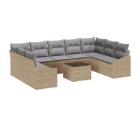 vidaXL Set di 10 divani da giardino con cuscino, grigio polyrattan, design moderno, imbottito, per 9 persone, resistente alle intemperie, 4 posti, divano modulare Patio