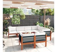 vidaXL Set da giardino 10 pezzi con cuscini in legno di acacia e corda color crema