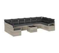 vidaXL Set da Giardino 11 Pezzi con Cuscini Grigio in Rattan Sintetico. Perfetto per Cinque Persone, Questo Set modulare è Pensato per Gli spazi Esterni. È Comodo, ha Una Finitura Imbottita e Una Bel