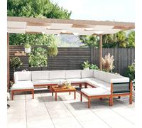 vidaXL Set da giardino 11 pezzi con cuscini in legno di acacia e corda color crema
