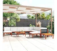 vidaXL Set da giardino 12 pezzi con cuscini in legno crema, acacia e corda