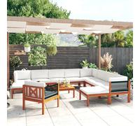 vidaXL Set da giardino 12 pezzi con cuscini in legno crema, acacia e corda