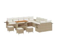 vidaXL Set da Giardino 14 Pezzi con Cuscini Beige in Rattan Sintetico. Ha Una Seduta modulare e Regolabile, Perfetta per balconi, patii e terrazze. Un allestimento Estivo Lussuoso e Versatile.