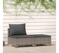 vidaXL Set da giardino 2 pezzi con cuscini grigio in polyrattan
