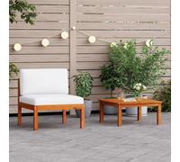 vidaXL Set da giardino 2 pezzi con cuscini in legno di acacia e corda