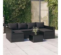vidaXL Set da Giardino 2 pz con Cuscini Nero in Polyrattan