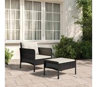 vidaXL Set da Giardino 2 pz con Cuscini Nero in Polyrattan