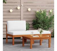 vidaXL Set da giardino 3 pezzi con cuscini in legno di acacia e corda